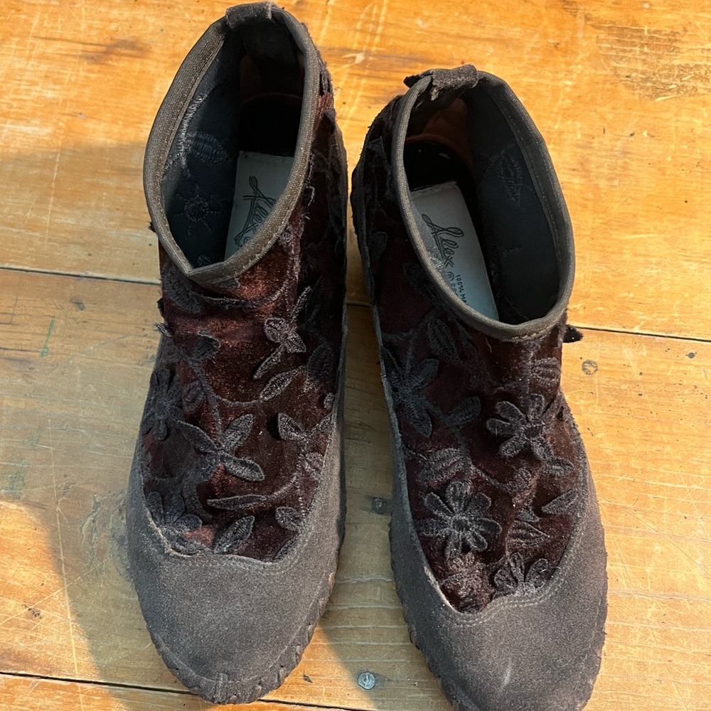 Floral Velvet Ankle Boots
